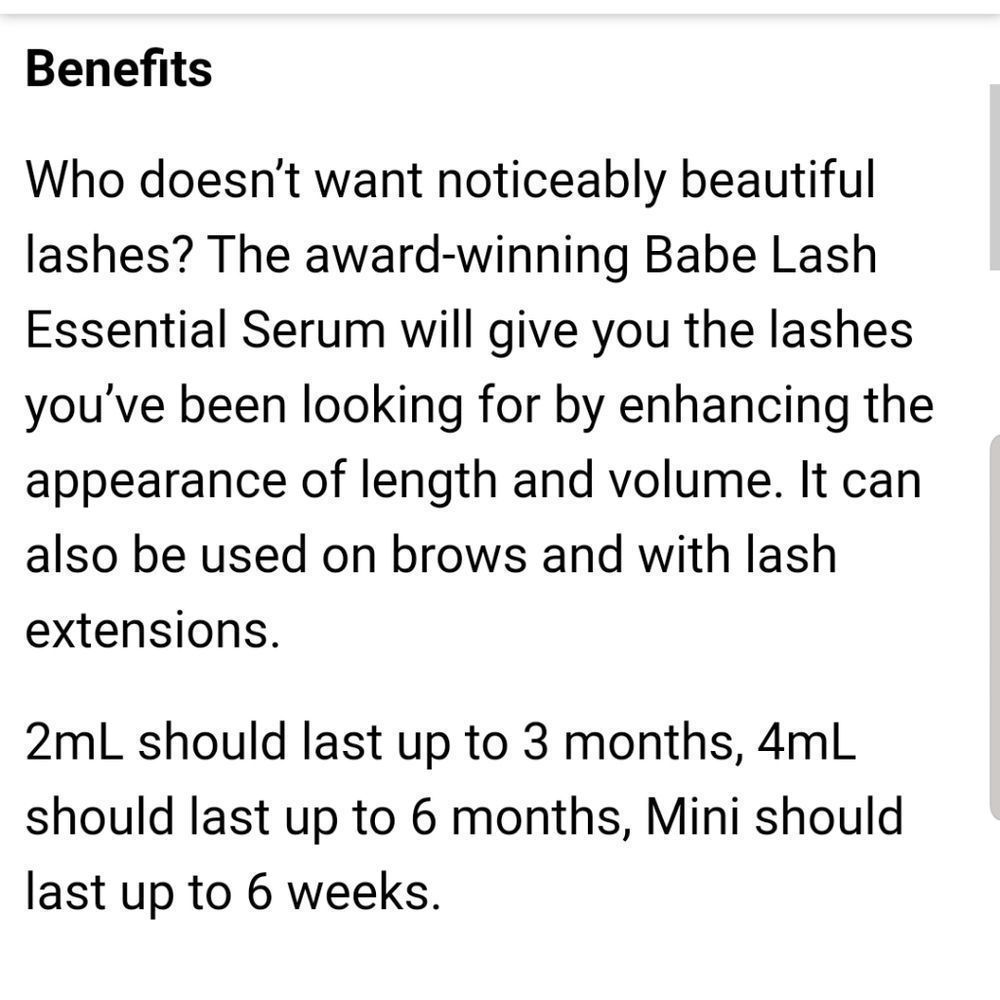 Babe Lash Enriching Growth Serum 2ml New Sealed. 6 month supply. Grow babe grow! - Picture 16 of 16